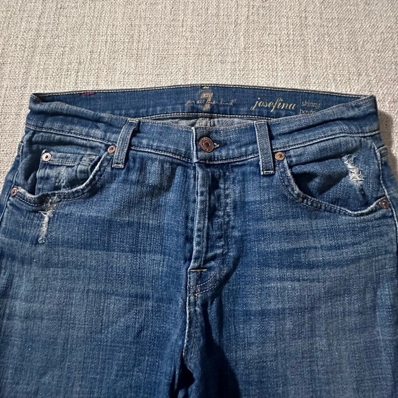 7 FOR ALL MANKIND Josefina Skinny Boyfriend Jeans Distressed Cottagecore Wmn 24 - Picture 3 of 16
